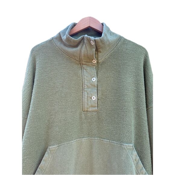 REI Co-op Green Hemp Cotton Mock Neck Snap Pullover Sweatshirt Women's Medium‎ - Picture 4 of 6